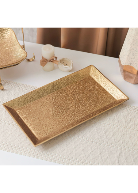 صينية ضيافة مستطيل ذهبي